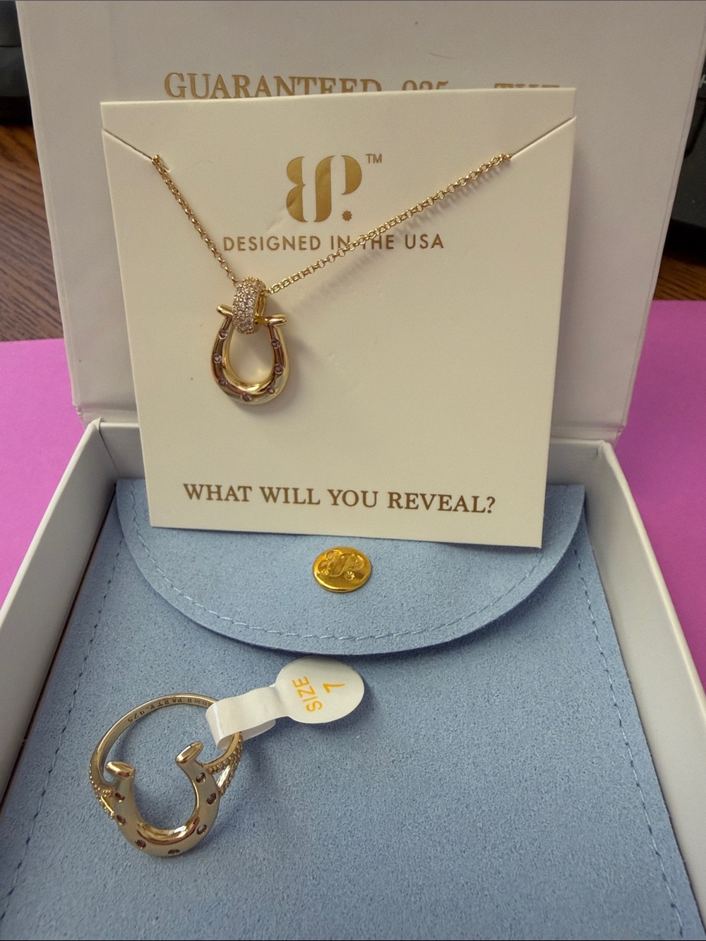 Gold Horseshoe Pendant Necklace by 8P™ — Gold